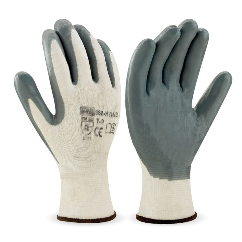 GUANTE NYLON F-057 NITRILO GRIS TALLA 9