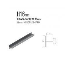 PERFIL H 1525.L.NM 16MM NEGRO MATE
