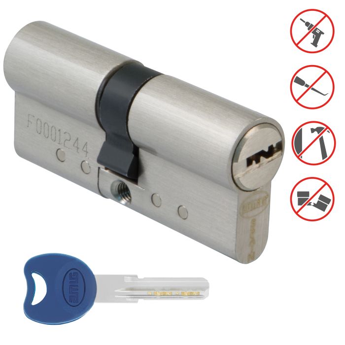 CILINDRO SEGURIDAD 1000 (D.E) 45X45MM CROMADO MATE