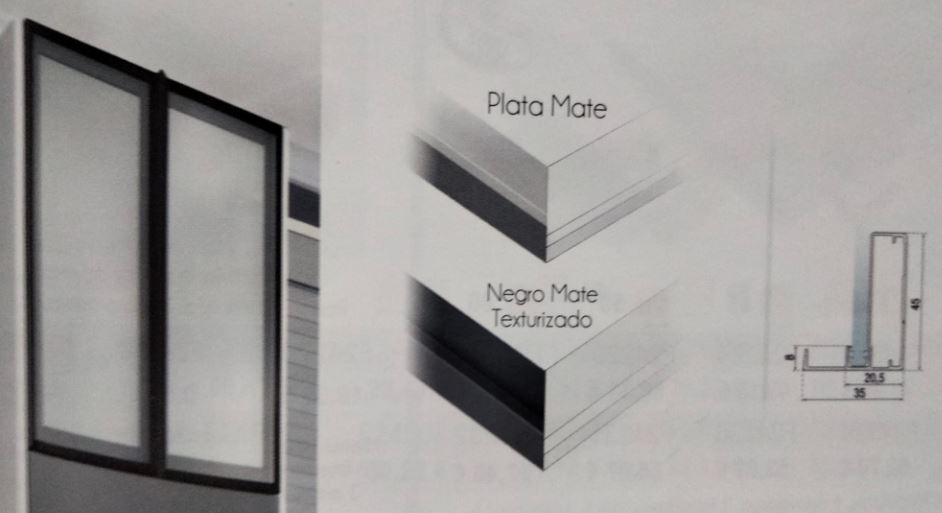 PERFIL VITRINA NEGRO CON TIRADOR 3MTS