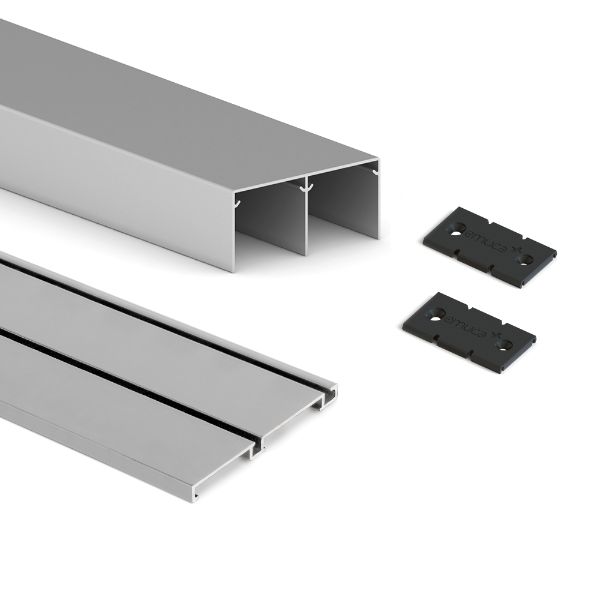 KIT GUIA PLACARD 74 MM PLATA MATE 3.90MTS