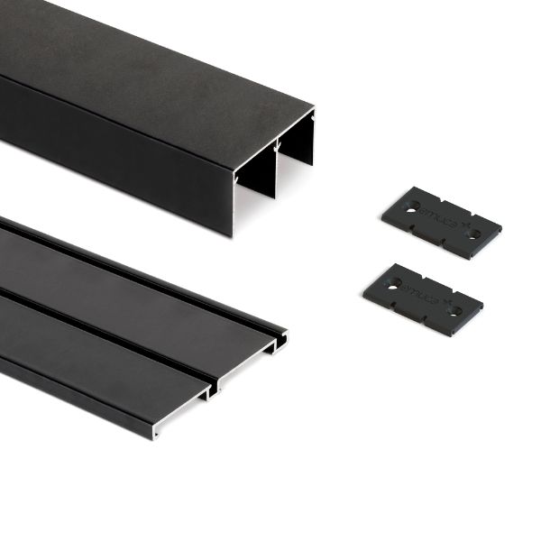 KIT GUIA PLACARD 74MM NEGRO MATE 3.90MTS